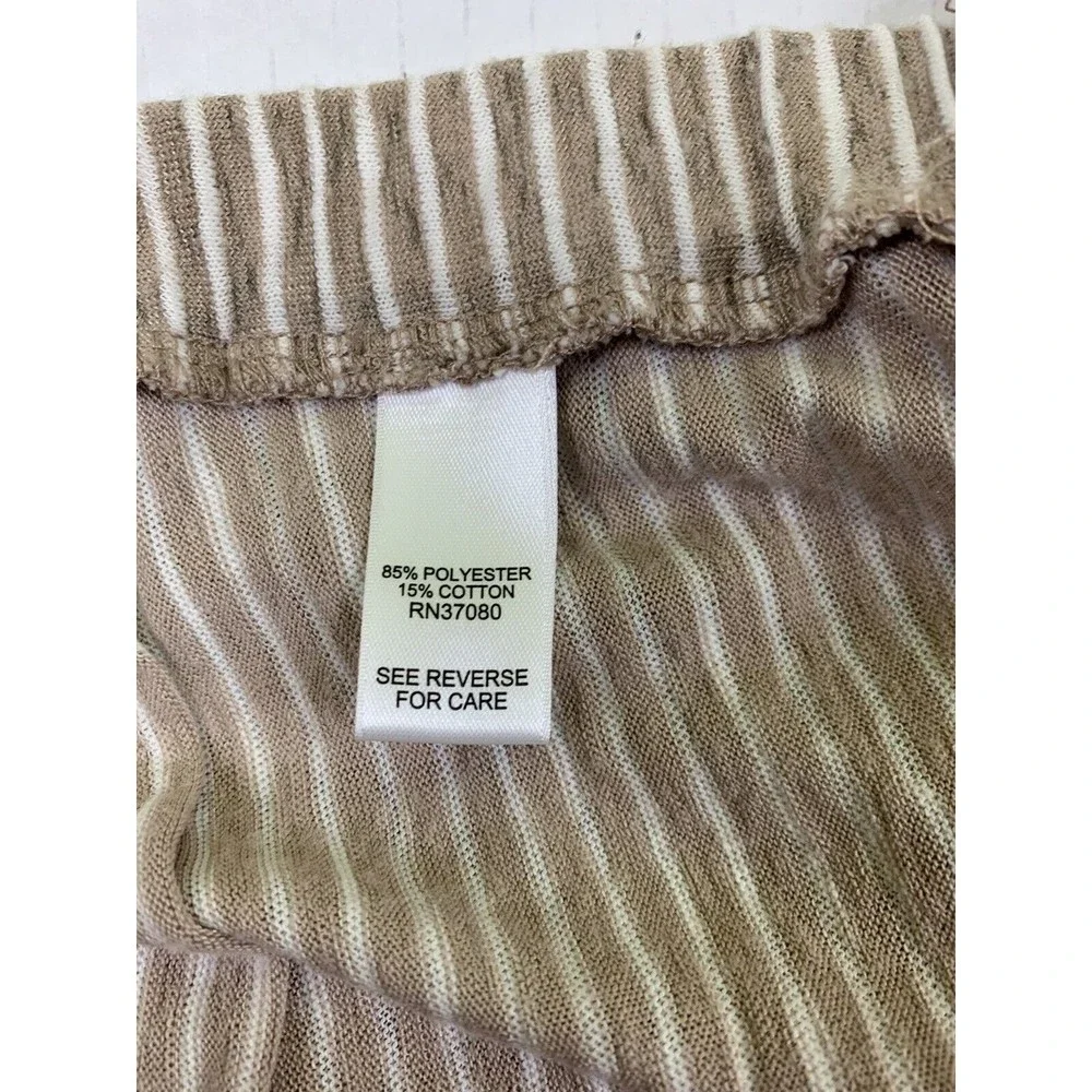 EST 1946 Skort Shorts Skirt Size M Beige White Striped Faux Wrap Pull On